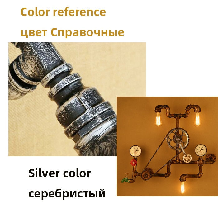 Vintage Retro Loft Industrial Wind Light Personality Water Pipe Gear Wall Lamp For Restaurant Bar