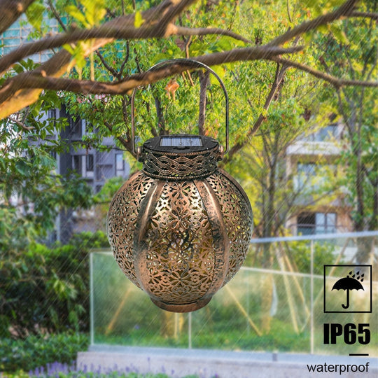 Retro Hollow Solar Lanterns: Unique Hanging Decor For Gazebos And Patios Lights