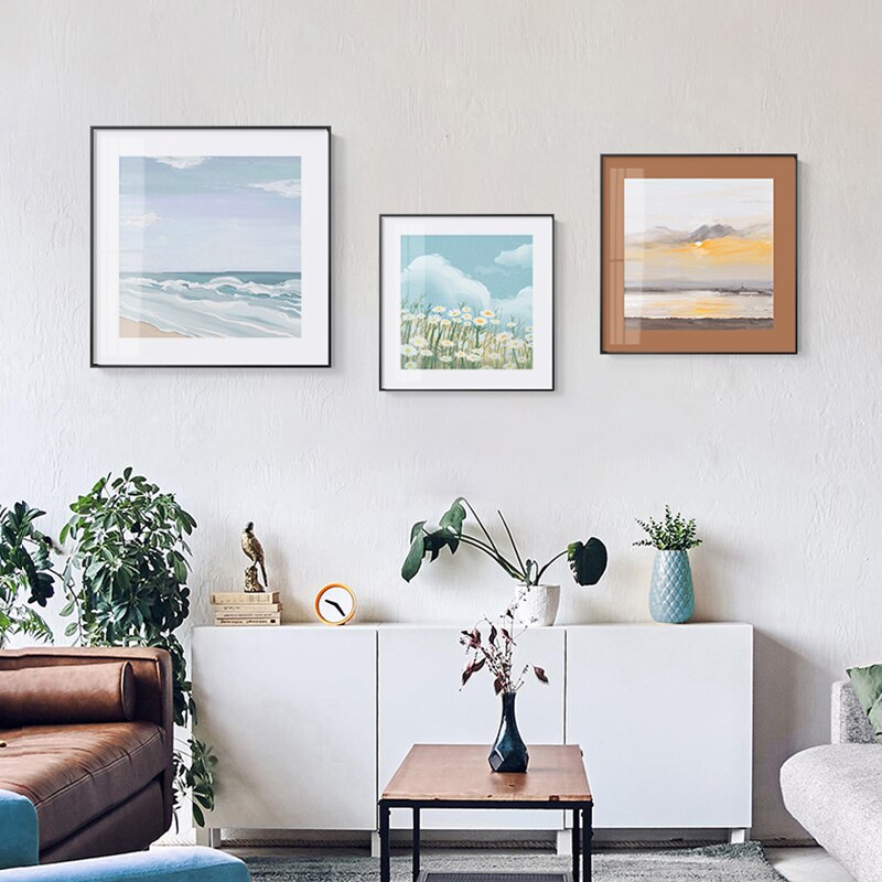 Nordic Country Style Square Canvas Posters - Minimalist Wall Art For Modern Home Decor In Living