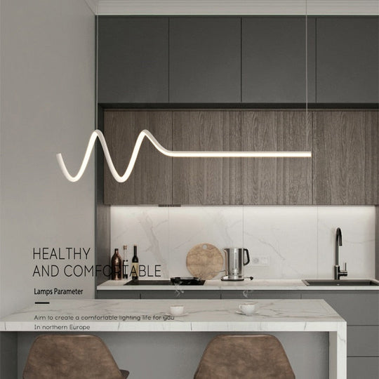 Dining Room Chandelier Modern Minimalist Strip Creative Lamps Led Office Study Dining Bar Pendant