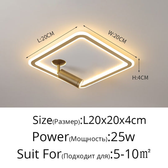 Modern Square Led Chandelier With Spotlights For Bedroom Living Room Ceiling Indoor Lighting Home