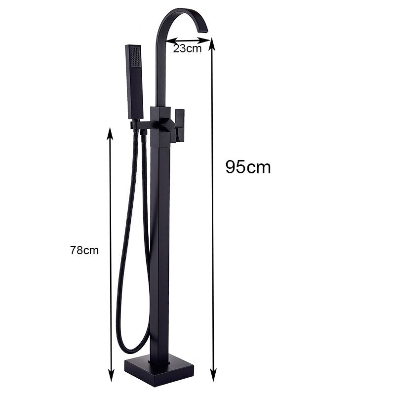 Luxury Matte Black Bathtub Faucet Freestanding Bathroom Tub 6 Types Spout Floor Mounted Bath Shower
