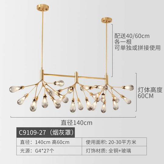 Nordic Copper Luxury Led Chandelier Lighting Firefly Dining Living Room Creative Hanging Lamp