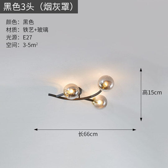 Modern Glass Ball Led Ceiling Lamps For Kitchen Pendant Lamp Bedroom Creative Tree Branch Light