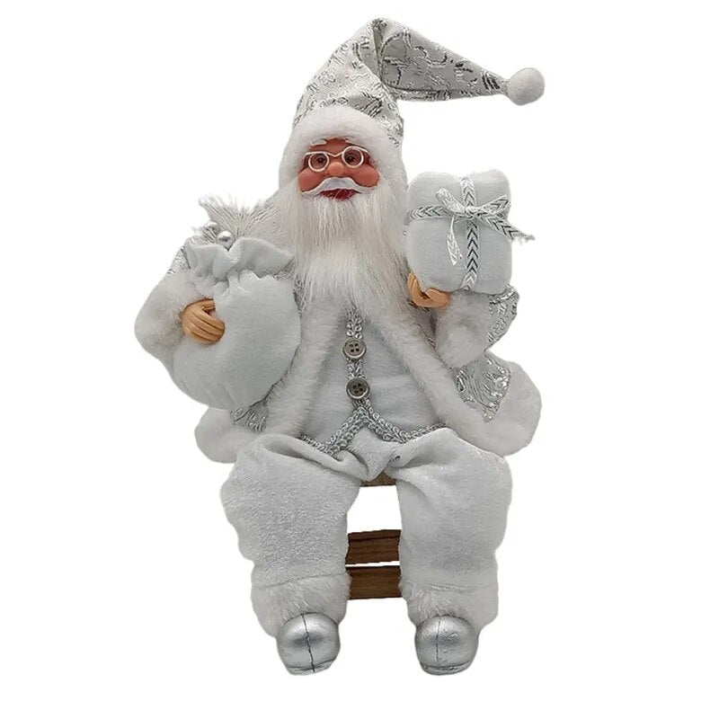 14’’ Sitting Santa Claus Figurines Christmas Figure Decorations Hanging Xmas Tree Ornaments