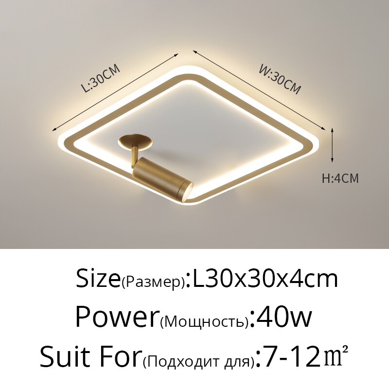 Modern Square Led Chandelier With Spotlights For Bedroom Living Room Ceiling Indoor Lighting Home