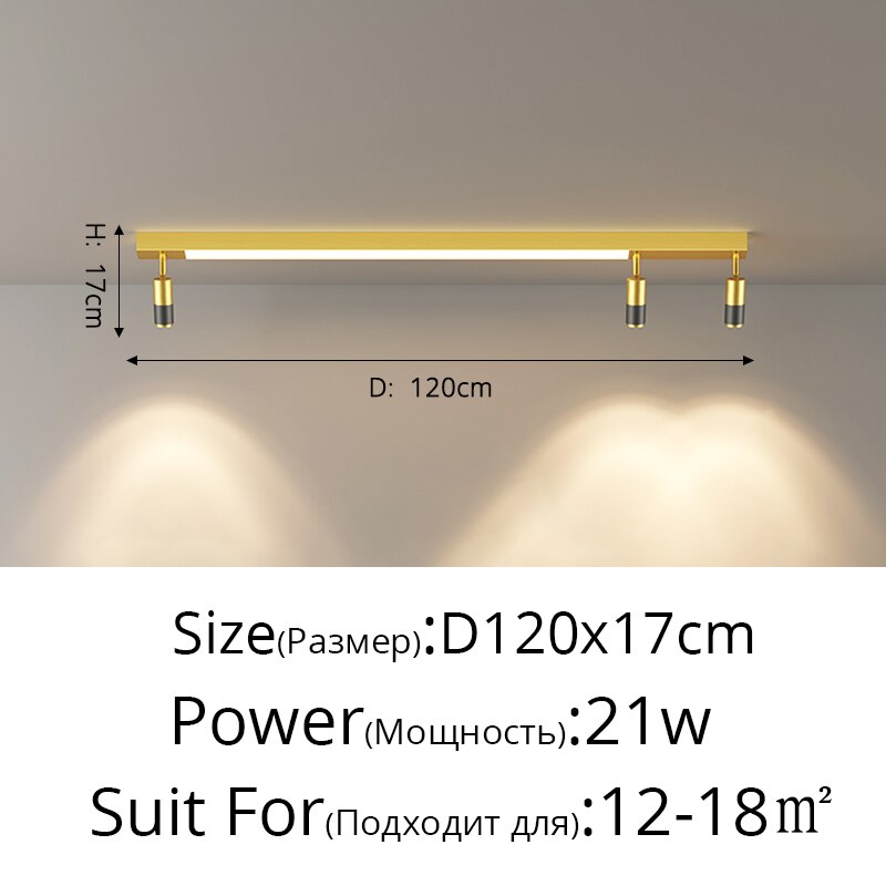 Modern Long Led Chandeliers Lamp Suitable For Bedroom Corridor And Dining Room Black Gold Frame 80