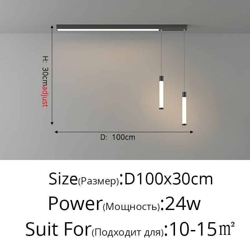 Modern Long Led Chandeliers Lamp Suitable For Bedroom Corridor And Dining Room Black Gold Frame 80