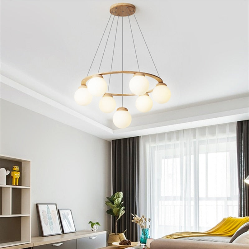 Versatile Multi - Head Led Round Glass Ball Pendant Lighting Chandelier - For Living Dining Kitchen