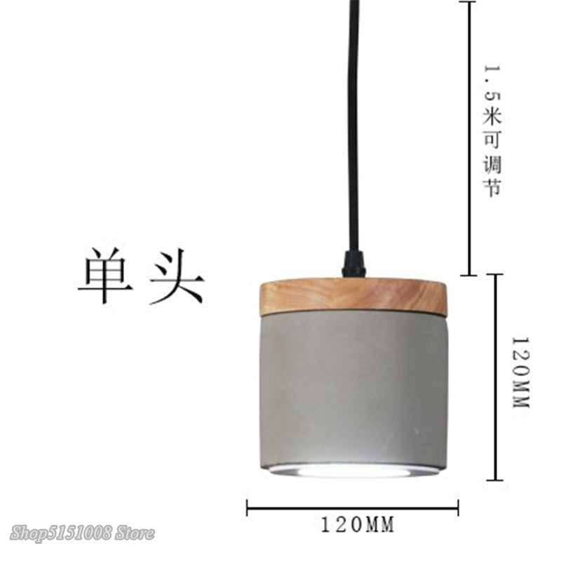Nordic Cement Wood Pendant Lights Led Hanging Lamp For Living Room Kitchen Lamp Indoor Lighting