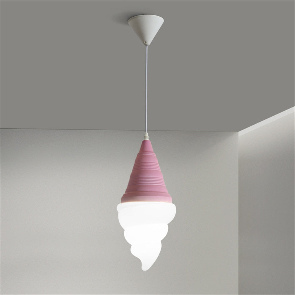 Dessert Shop Ice Cream Cones Pendant Lights Creative Children Led Hanging Lamp Kids Room Light