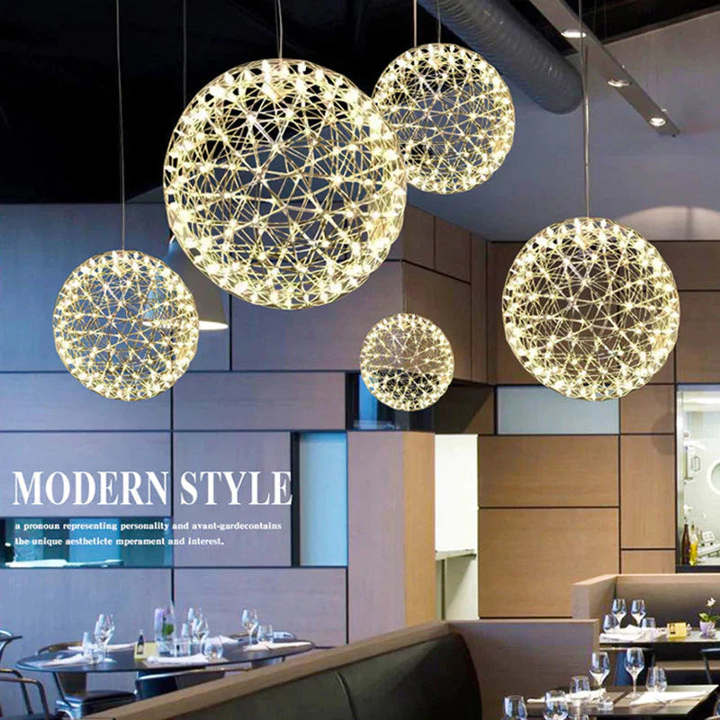 Modern Loft Spark Ball Led Pendant Light Firework Stainless Steel Lamps