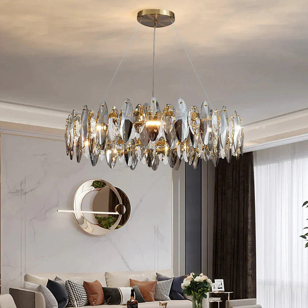 Luxury Crystal Chandelier Living Room Lamps Upscale Modern Pendant
