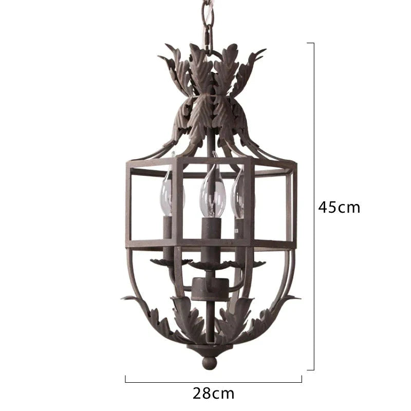 Rural Retro Old Iron Chandelier Living Room Dining Corridor Porch Grayish White / 3 Heads Pendant