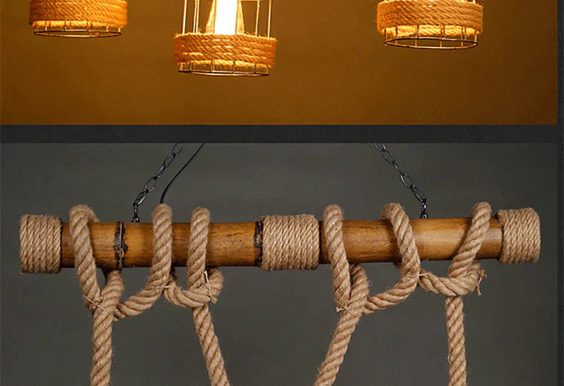 Vintage Restaurant Creative Hemp Rope Chandelier Pendant