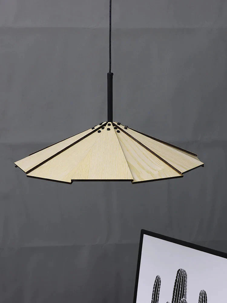 Nordic Minimalist Cafe Homestay Modern Wooden Flying Saucer Chandelier Pendant