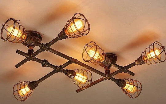Retro Industrial Style Creative Restaurant Bar Iron Corridor Stair Lamp Water Pipe Ceiling As Show