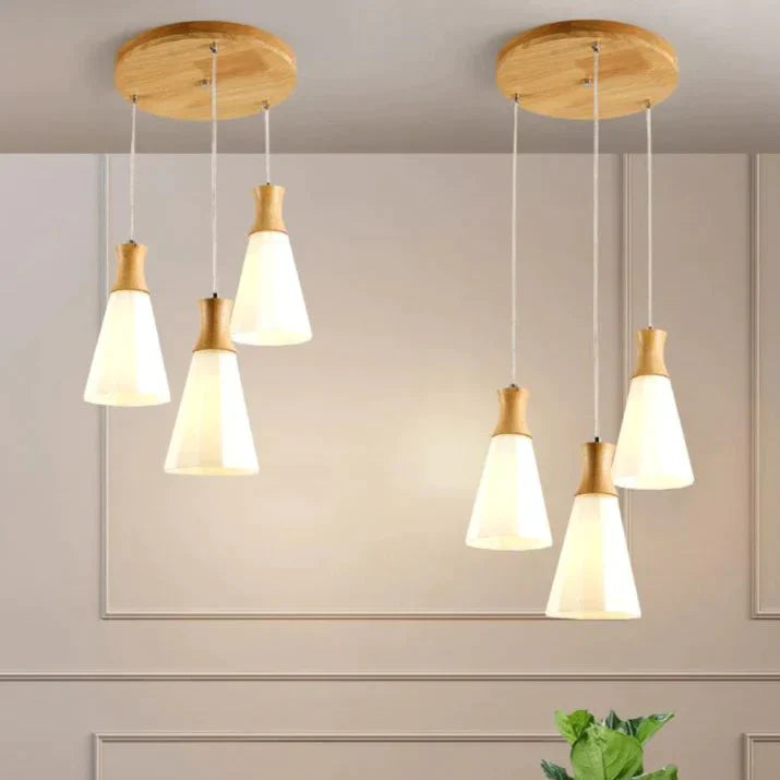 Nordic Restaurant Small Chandelier Solid Wood Creative Personality Japanese Single Head Bedside