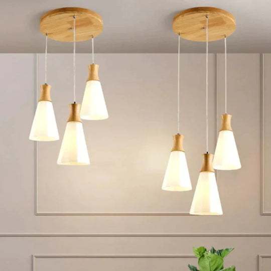 Nordic Restaurant Small Chandelier Solid Wood Creative Personality Japanese Single Head Bedside