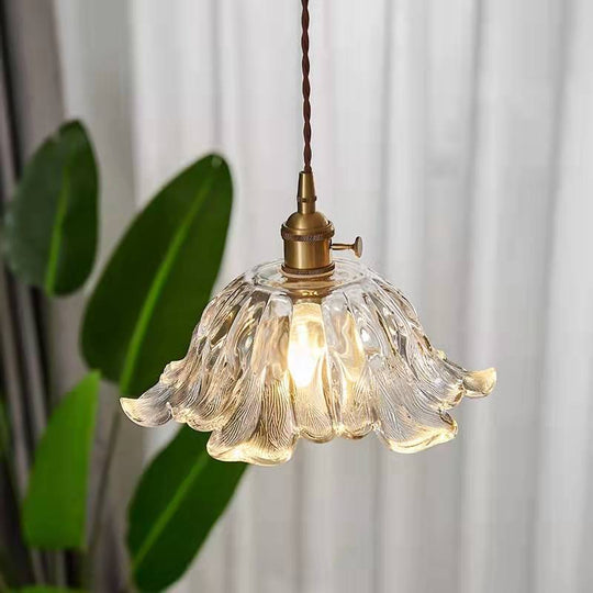 Brass Glass Bell Bedside Chandelier Nordic Simple Restaurant Bar Porch Balcony Lamp Pendant