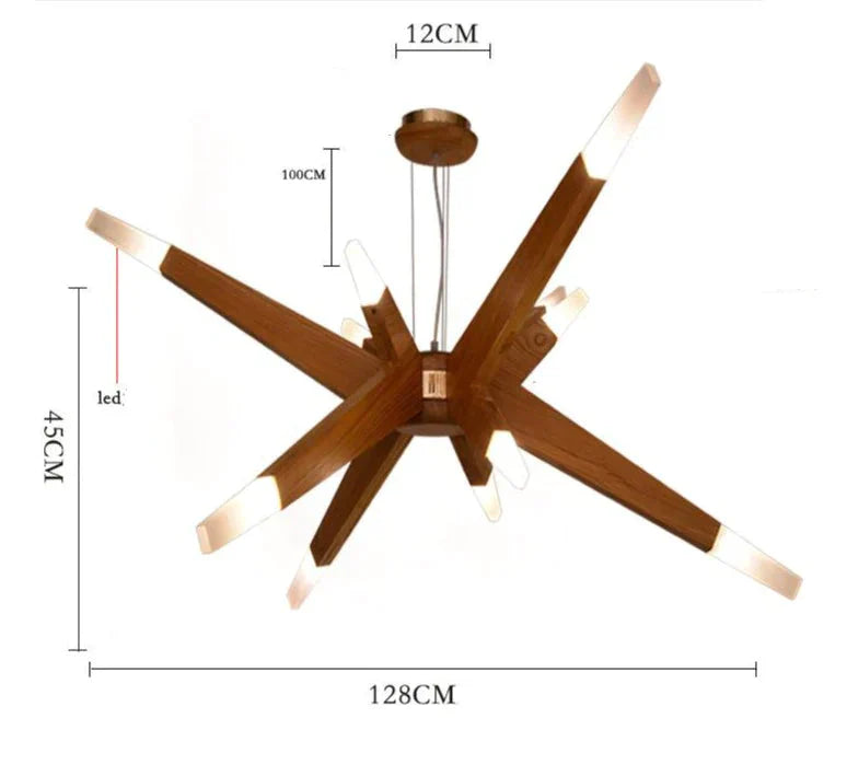 Nordic Led Chandelier Creative Restaurant Personalized Living Room Bedroom Hotel Decorative Wooden