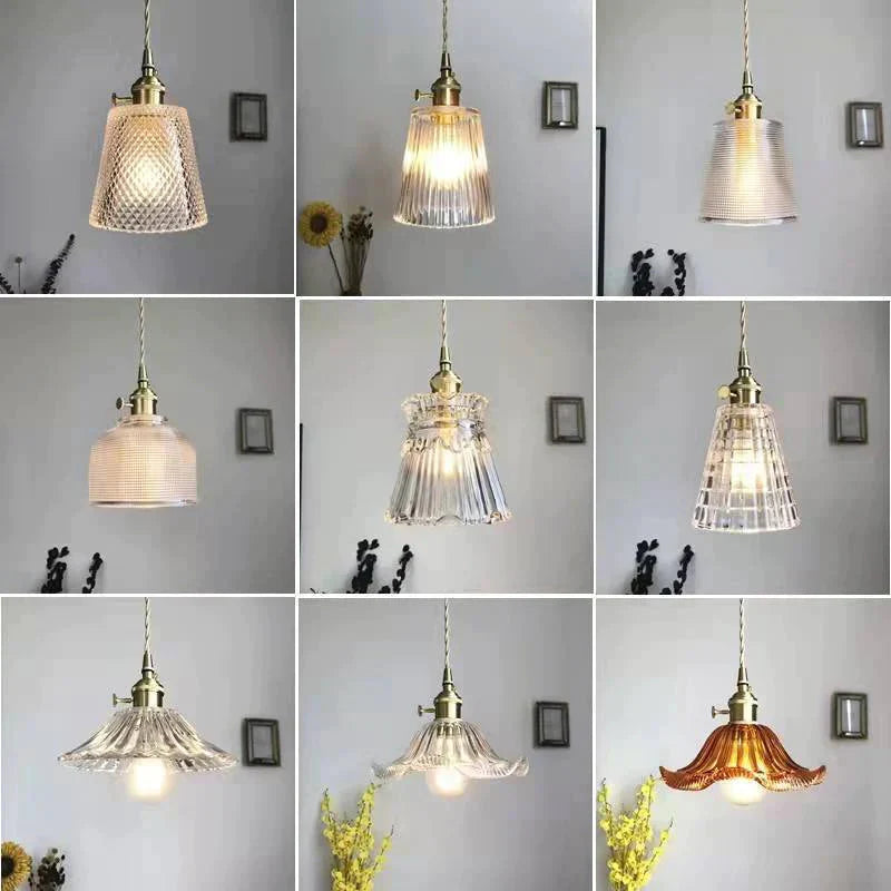 Brass Glass Bell Bedside Chandelier Nordic Simple Restaurant Bar Porch Balcony Lamp Pendant