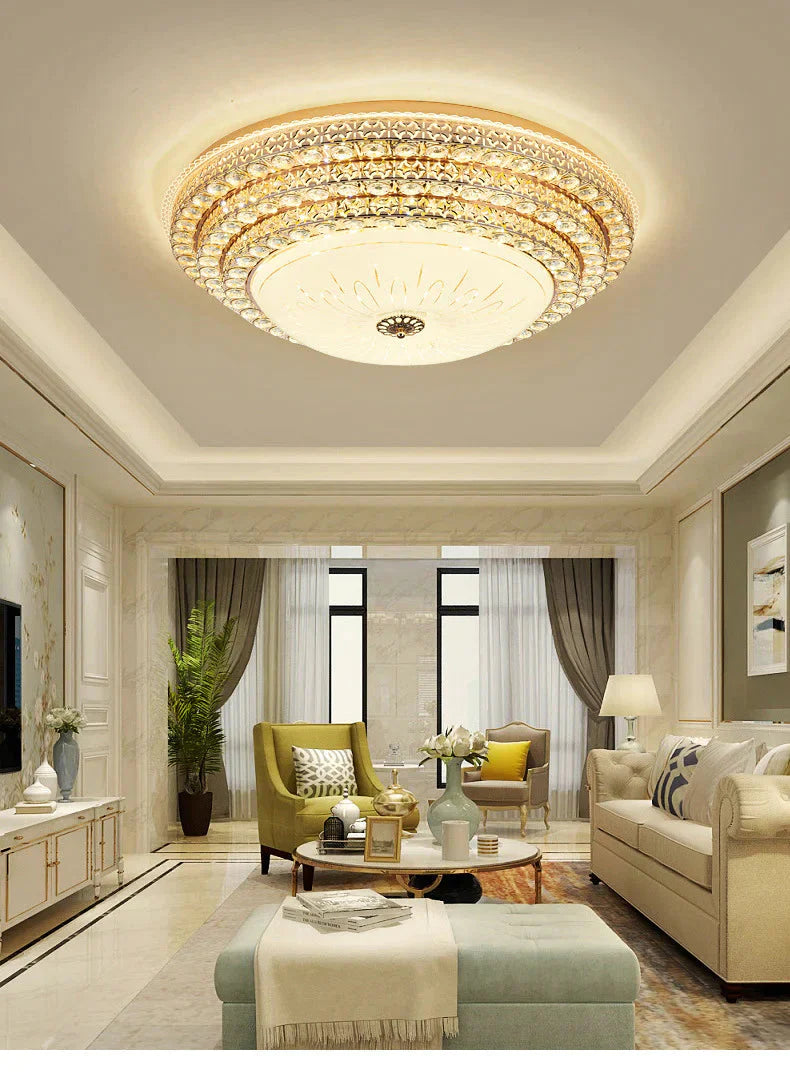 Living Room Crystal Ceiling Lamp Simple Modern Led Round European Bedroom
