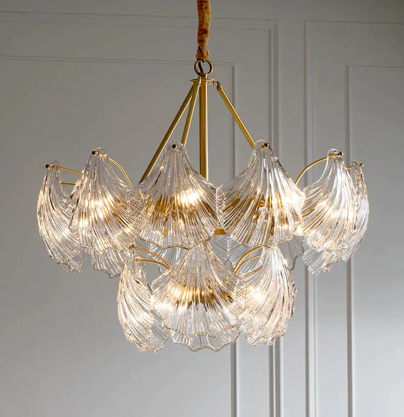 All Copper American Shell Bedroom Chandelier Glass Pendant
