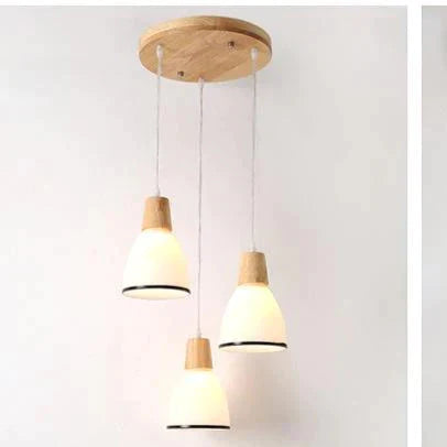 Nordic Restaurant Small Chandelier Solid Wood Creative Personality Japanese Single Head Bedside