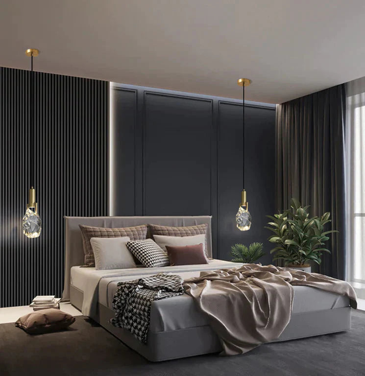 All - Copper Original Stone Crystal Bedroom Bedside Decorative Pendant Light