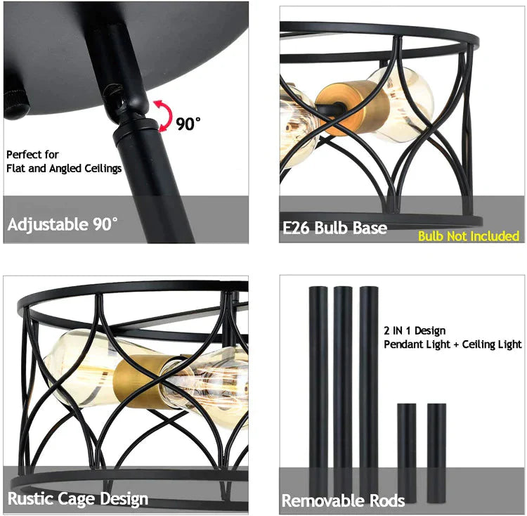Vintage Industrial Wind Suction Top Lamp American Farmhouse Restaurant Bedroom Balcony Lamps Ceiling
