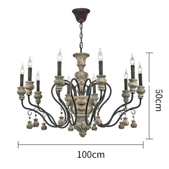 Nordic Country Retro Chandelier Nostalgic Living Room Restaurant Light In The Bedroom Wrought Iron
