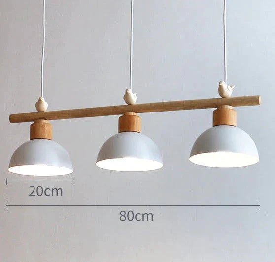 Dining Room Chandelier Three Solid Wood Table Bar Hanging Lamp Bedside C / 3 Heads Pendant
