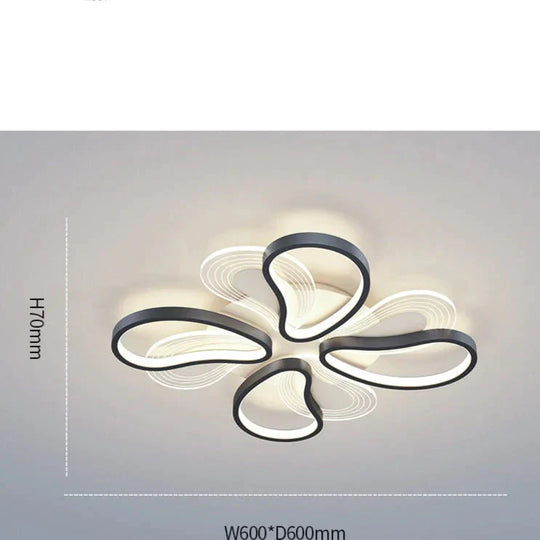 Acrylic Living Room Ceiling Lamp Led Petal Shaped Bedroom Modern Simple Household Restaurant Black