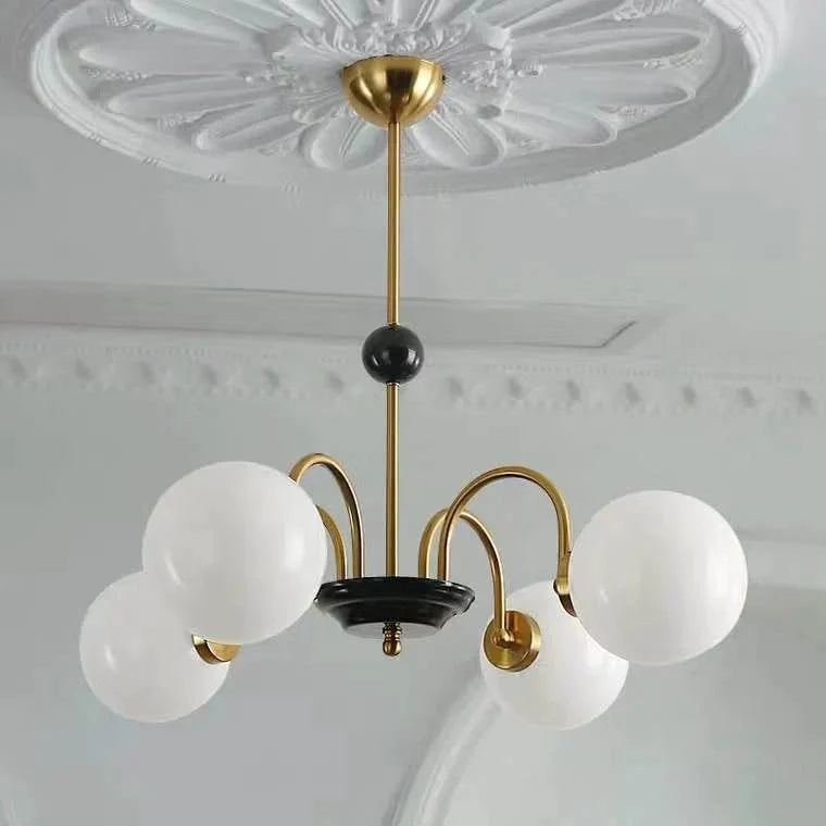 Wrought Iron Medieval Light Luxury Magic Bean Lamp Nordic Glass Chandelier Bedroom Living Room