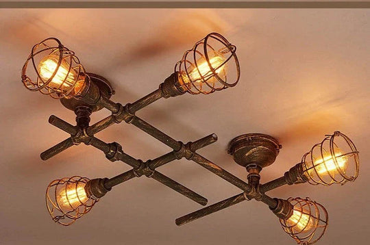 Retro Industrial Style Creative Restaurant Bar Iron Corridor Stair Lamp Water Pipe Ceiling As Show