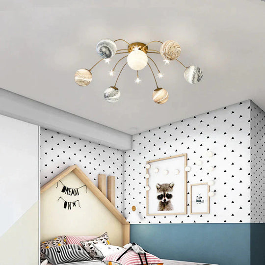 Creative Wandering Earth Sky Star Bedroom Lamp Space Planet Moon Living Room Warm Ceiling
