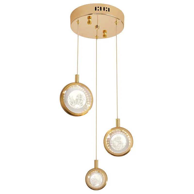 Light Luxury Duplex Villa Crystal Ball Long - Line Chandeliers Pendant