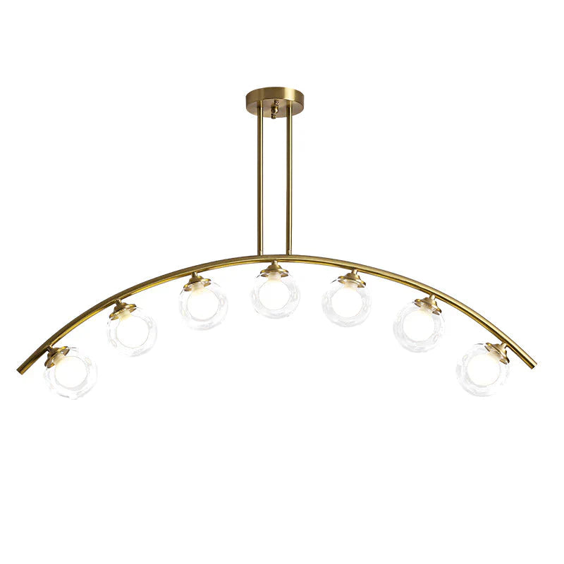 Nordic Restaurant Long Copper Chandelier Bar Minimalist Creative Personalized Glass Lamp Net Red
