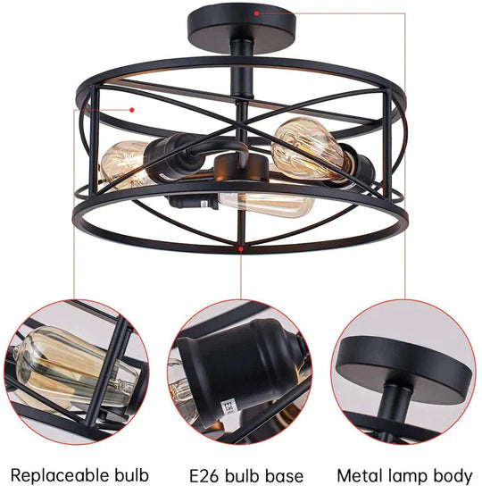 Vintage Industrial Wind Suction Top Lamp American Farmhouse Restaurant Bedroom Balcony Lamps Ceiling