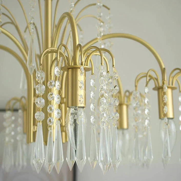 Copper Crystal Living Room Bedroom Study Chandelier Restaurant French Cafe Villa Model Lamp Pendant