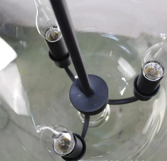 Round American Country Glass Chandelier Candle Lamp Bucket Pendant