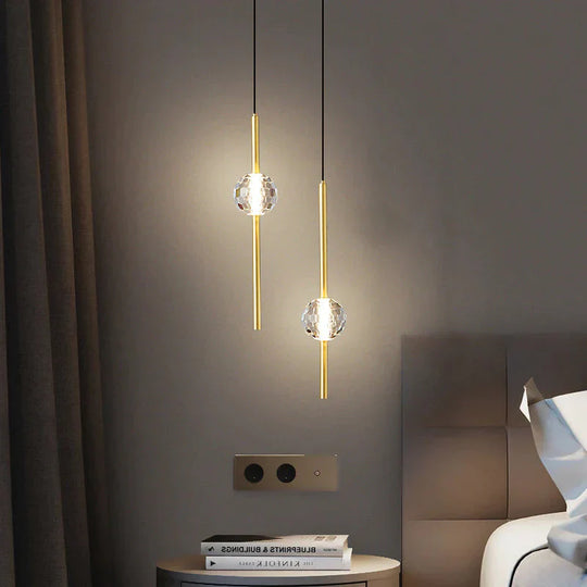 Simple Bedroom Bedside Chandelier All Copper Luxury Crystal Creative Restaurant Tv Background Wall