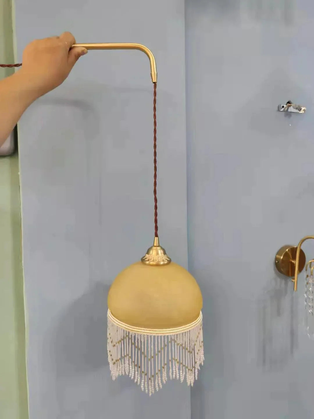Copper Tassel Chandelier Pastoral Room Bedroom Bedside Lamp Bar Aisle Coppery / A Pendant