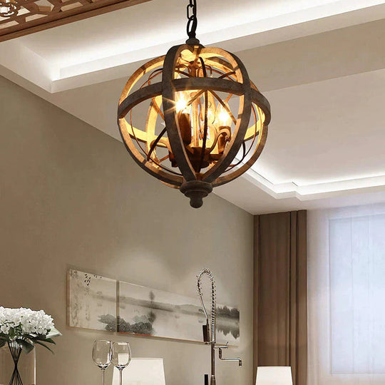 Wooden Old Chandelier Living Room Corridor Restaurant Bar Decoration Pendant