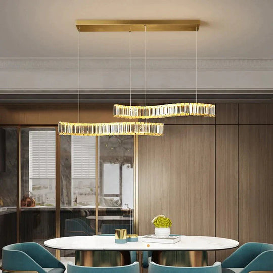 Dining Lamp Chandelier Crystal Luxury Lamps Modern Minimalist Room Table Bar Nordic Strip Ideas