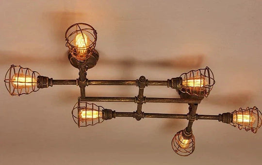 Retro Industrial Style Creative Restaurant Bar Iron Corridor Stair Lamp Water Pipe Ceiling As Show