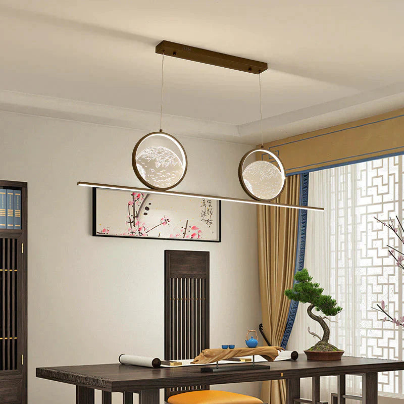 Restaurant Chandelier Led Rectangular Living Room Zen Landscape Teahouse Simple Bar Study Lamp