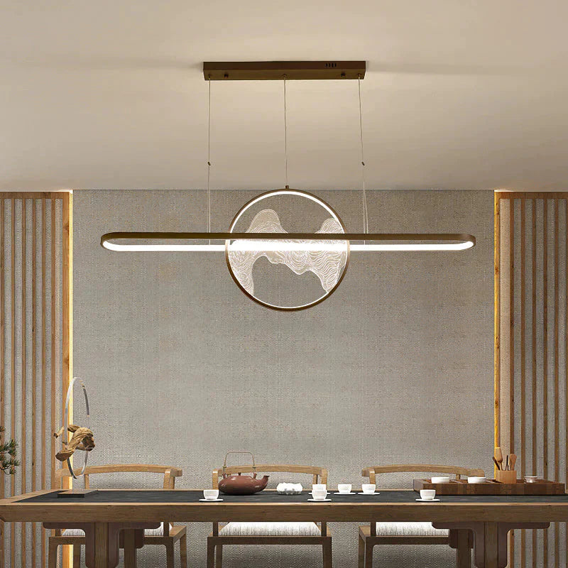 Restaurant Chandelier Led Rectangular Living Room Zen Landscape Teahouse Simple Bar Study Lamp