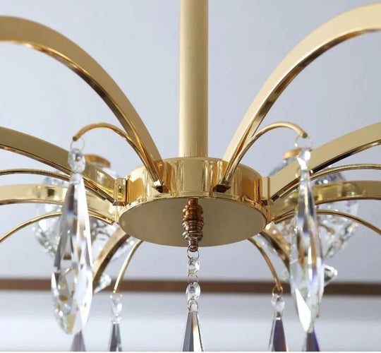 Iron Crystal Chandelier Living Room Study Lamp New Postmodern Bedroom Pendant